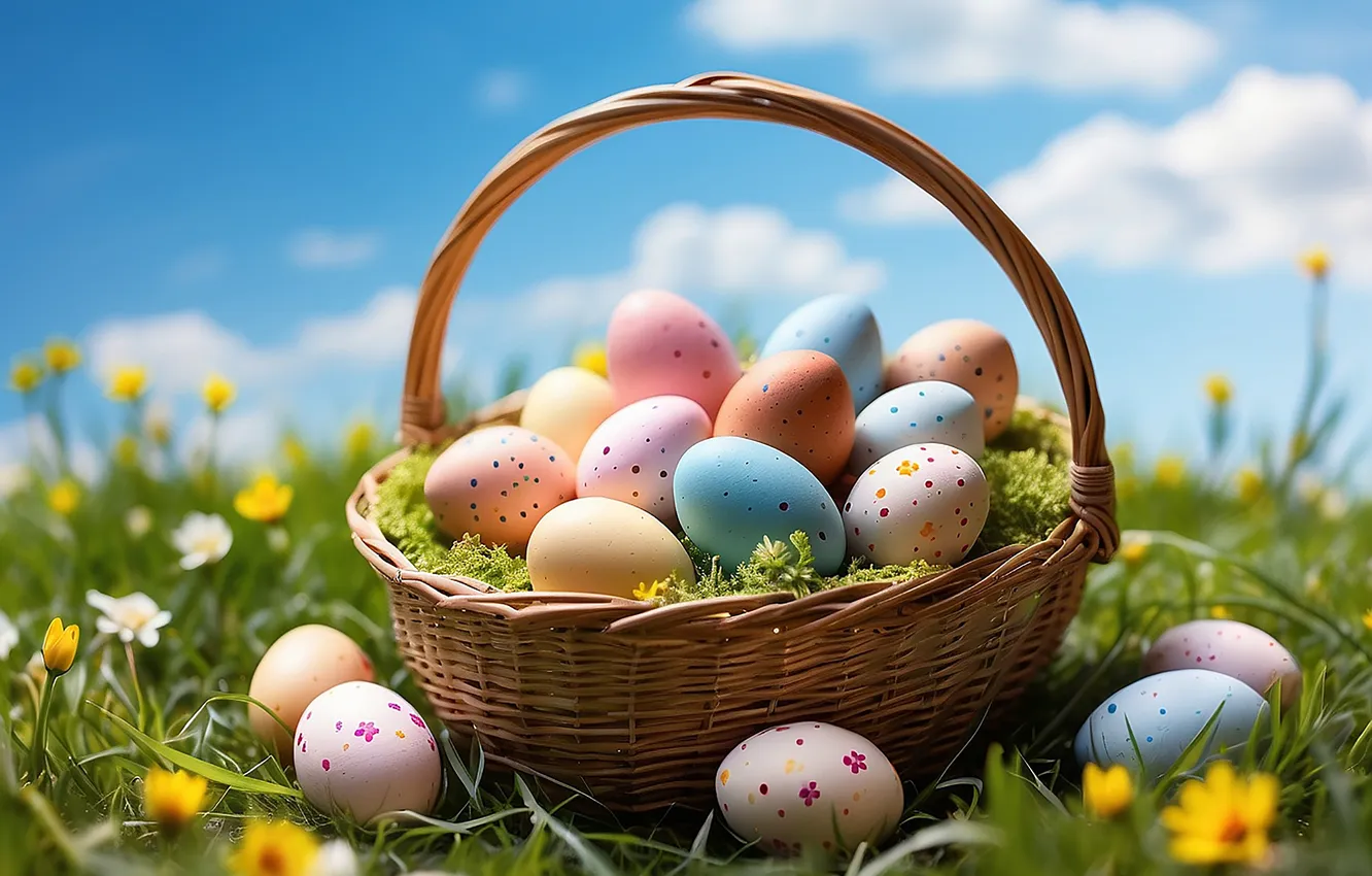 Фото обои цветы, яйца, весна, colorful, Пасха, happy, flowers, spring