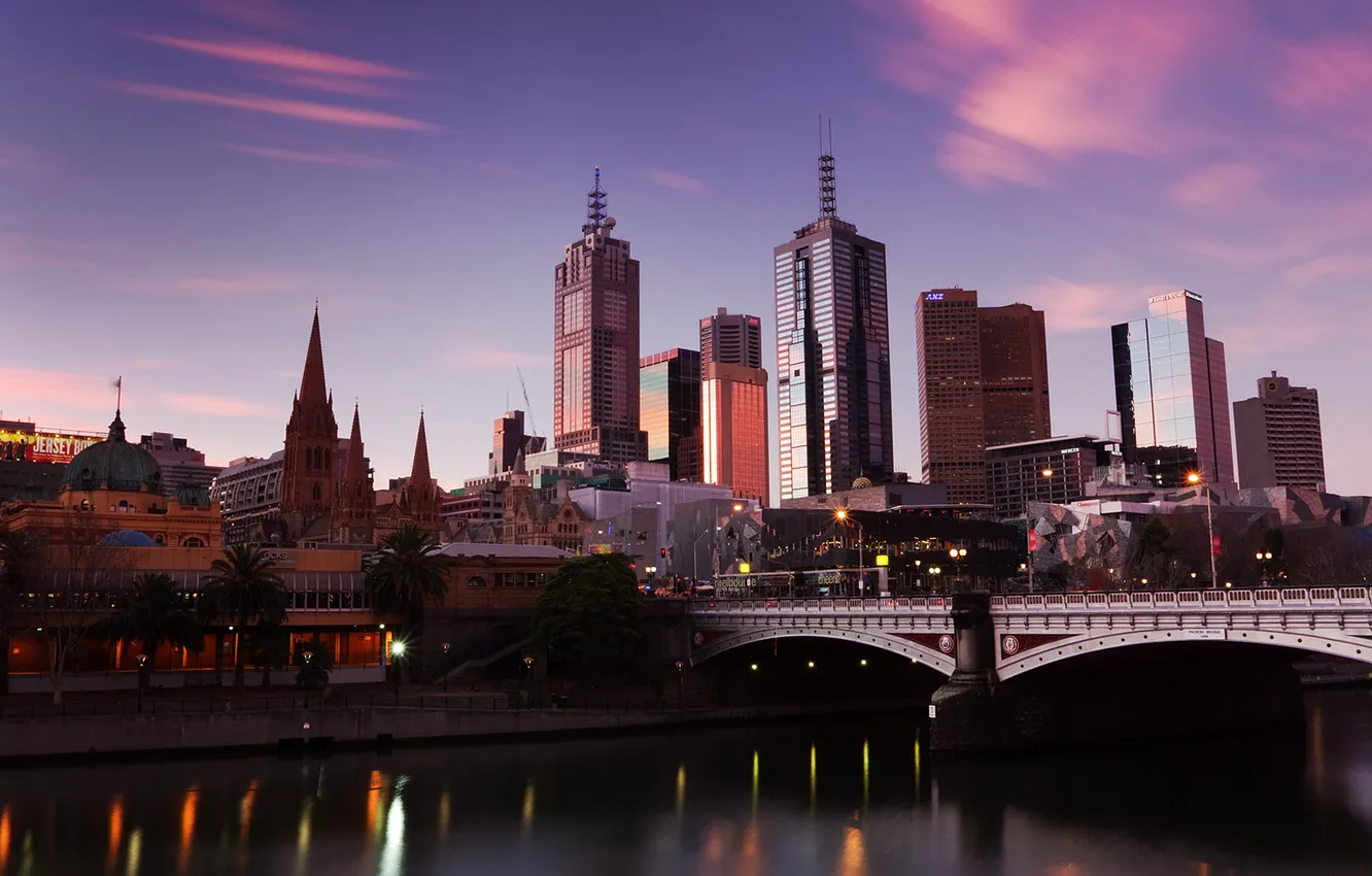 Фото обои закат, австралия, мельбурн