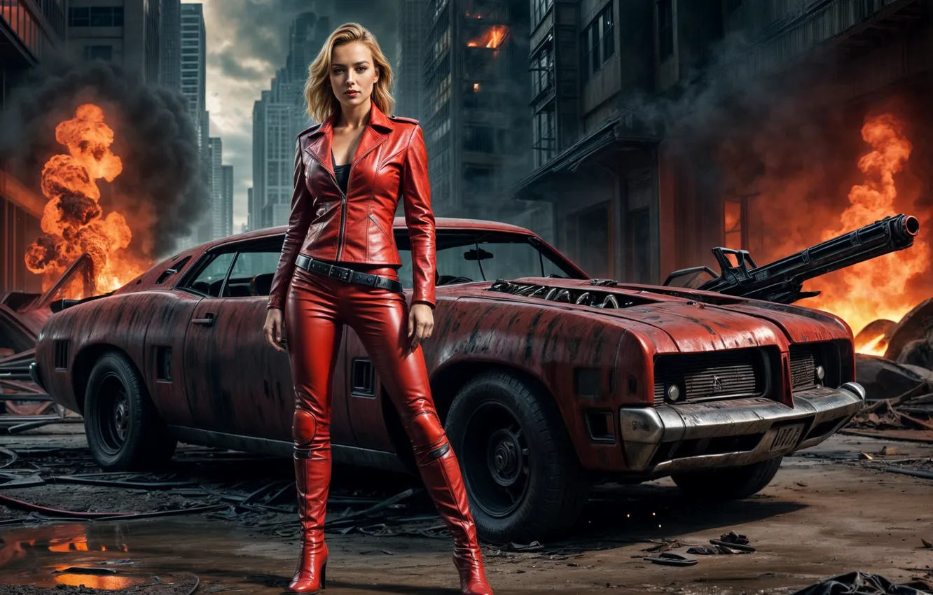 Фото обои девушка, Kristanna Loken, terminator, изображение сгенерировано ИИ