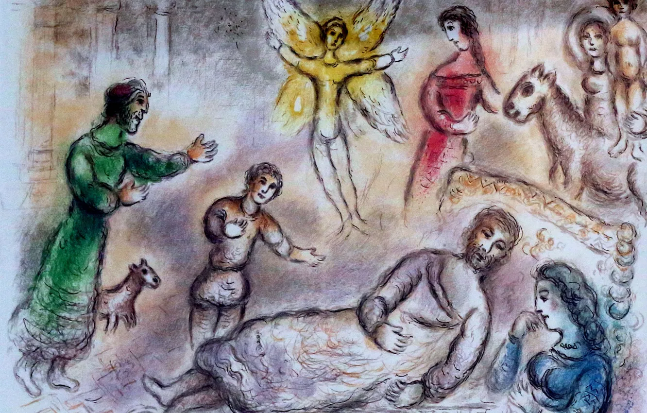 Фото обои 1975, российский, французский художник, белорусский, Bruges Oud Sint Jan, Marc Chagall, Lithographie, The Odyssey of …