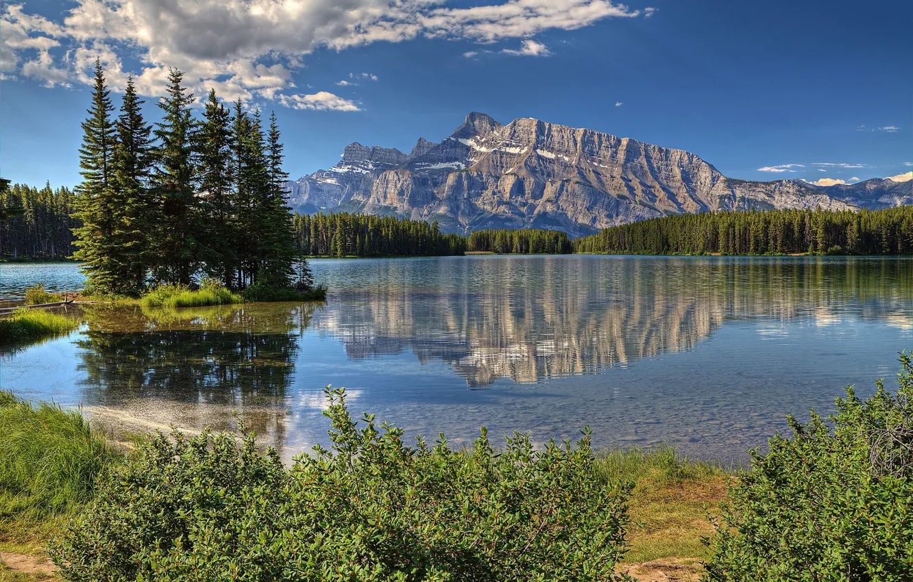 Фото обои пейзаж, горы, озеро