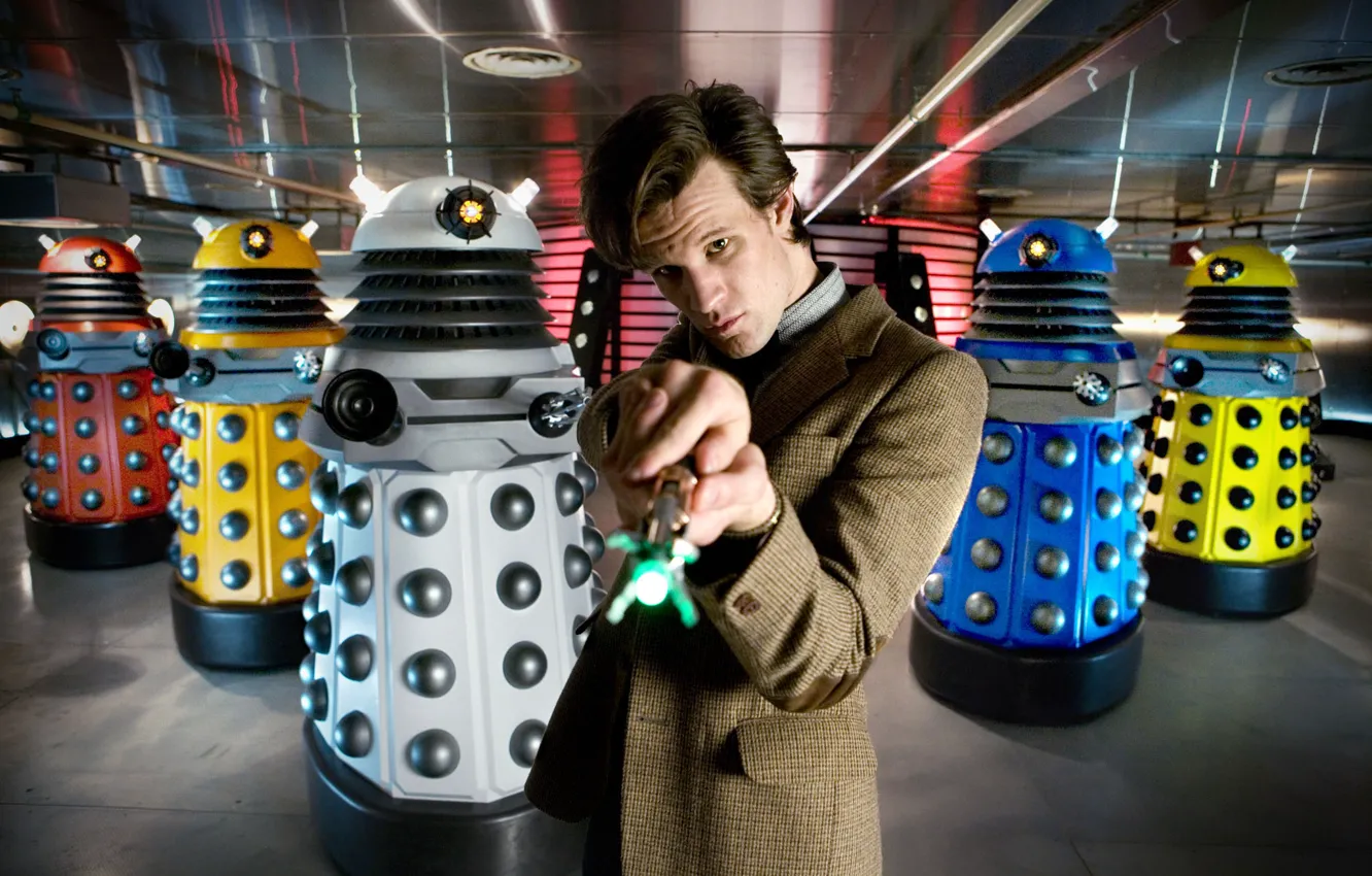 Фото обои сериал, Doctor Who, Доктор Кто, Мэтт Смит, Matt Smith, Daleks, Далеки
