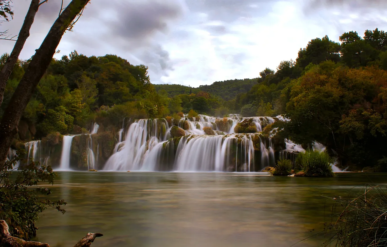 Фото обои осень, река, водопад, каскад, Хорватия, Croatia, Krka National Park, Далмация
