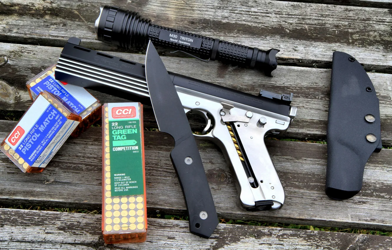 Фото обои gun, knife, Handgun, 22 LR