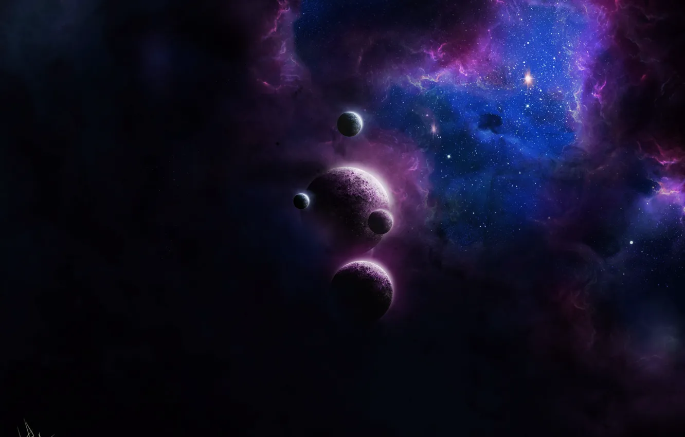 Фото обои космос, туманность, планеты, by Tira-Owl