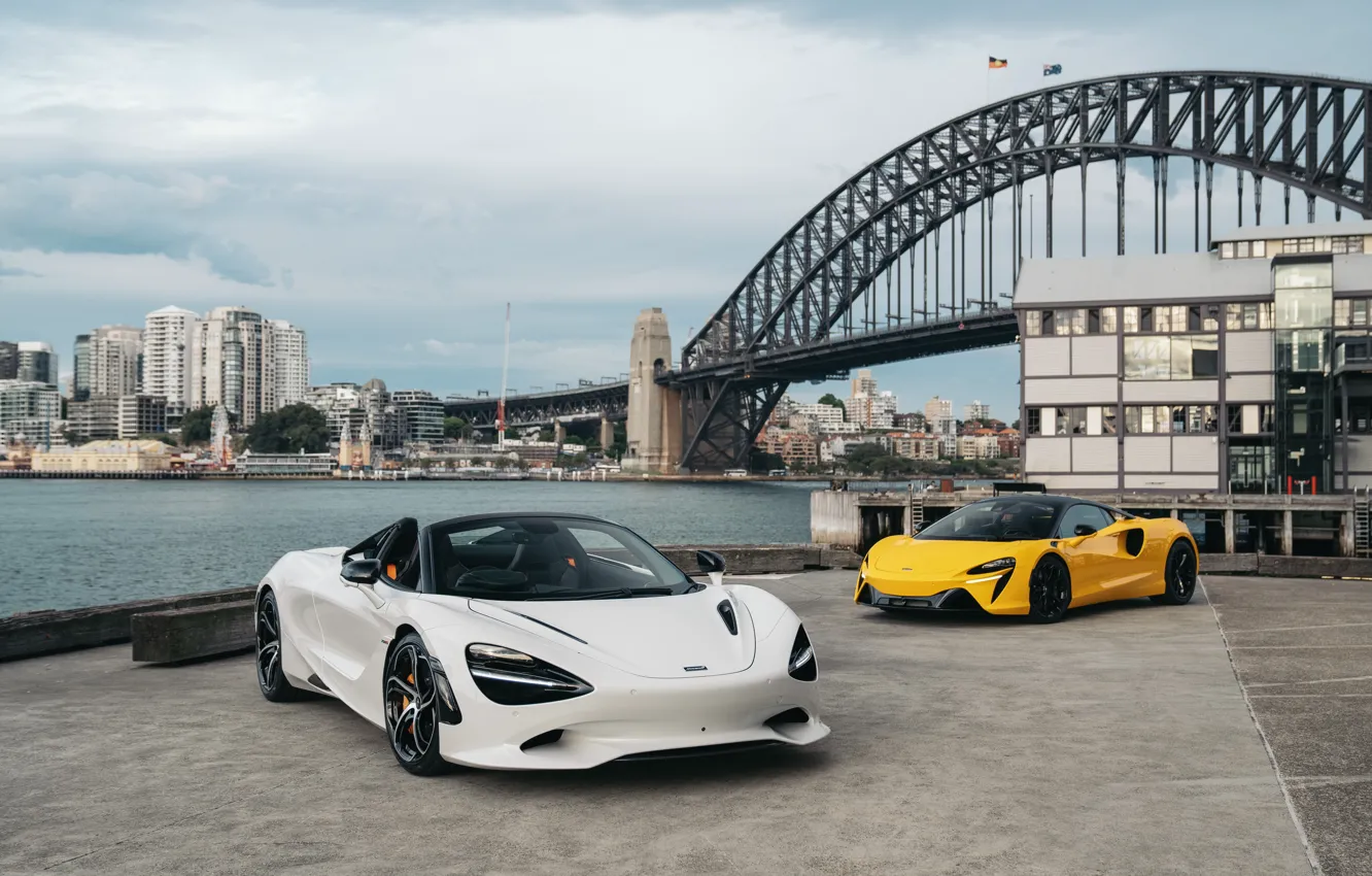 Фото обои McLaren, white, yellow, Artura, McLaren Artura, 750S, McLaren 750S Spider