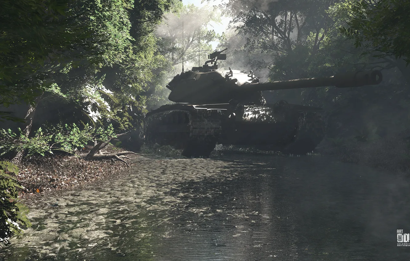Фото обои танк, forest, tank, war thunder, hibikirus, m103, м103
