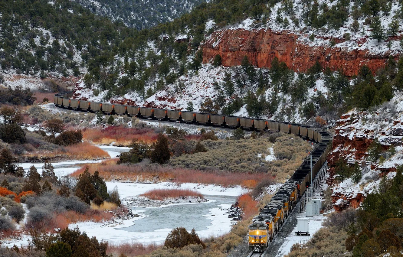 Фото обои природа, поезд, железная дорога