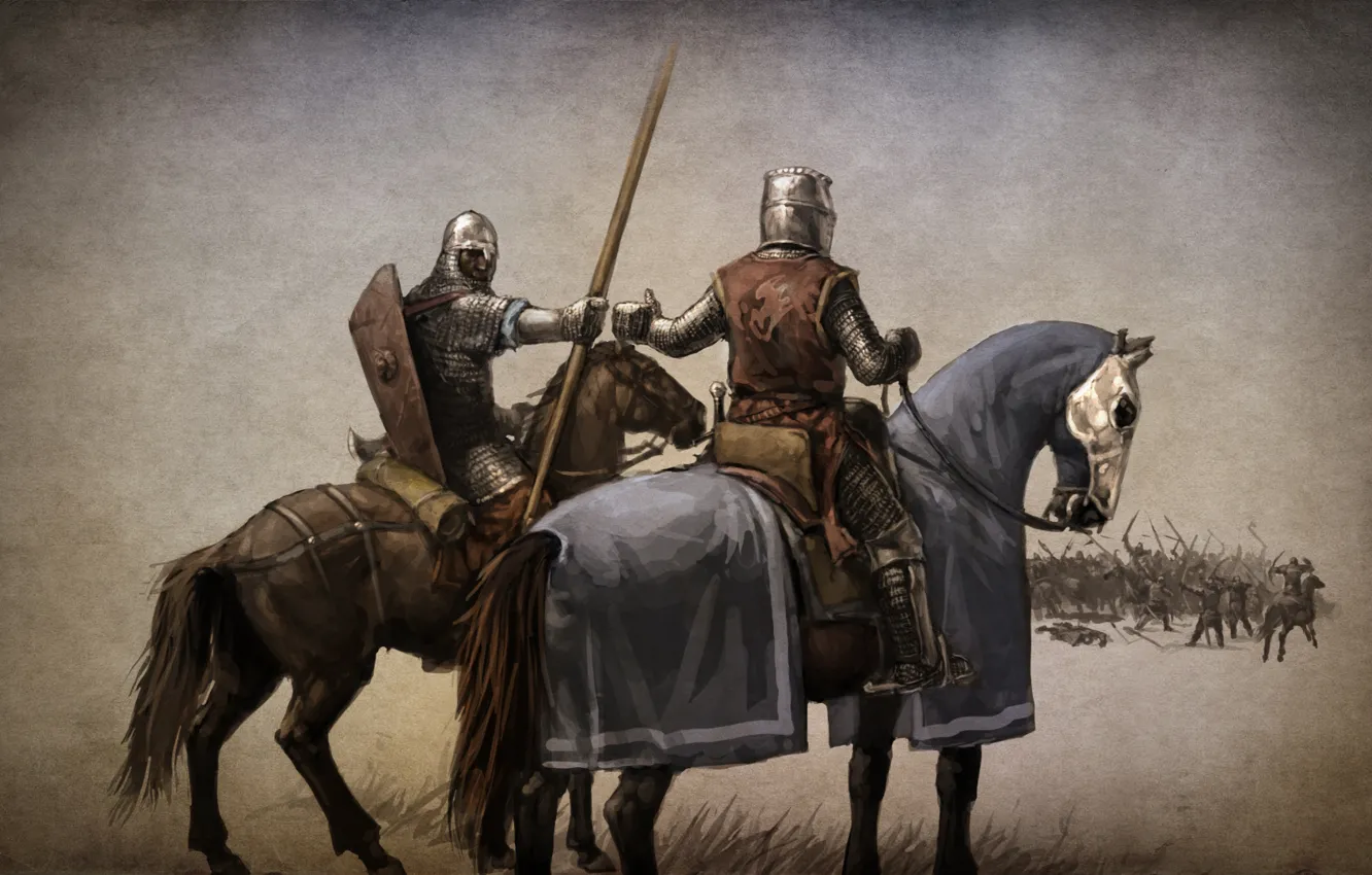 Фото обои игра, арт, сражение, воины, рыцари, action, впереди, ролевая