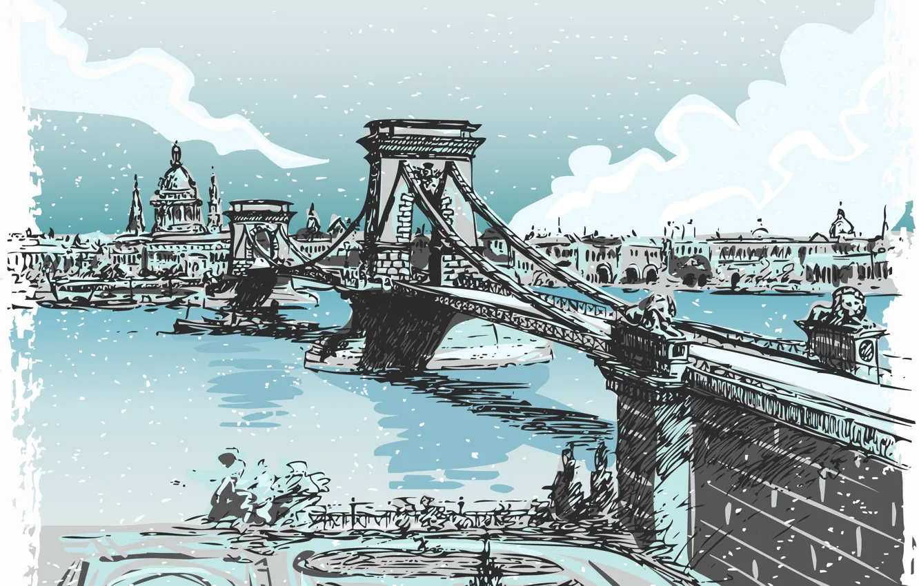 Фото обои мост, город, река, лондон, живопись