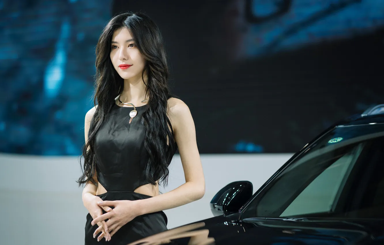 Фото обои girl, Long hair, Chinese, car show