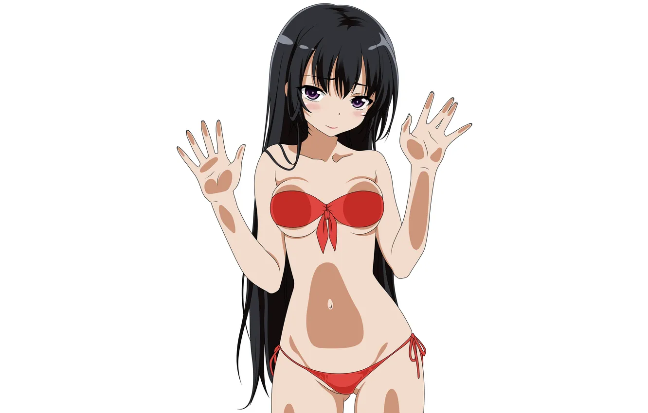 Фото обои girl, sexy, cleavage, long hair, boobs, anime, beautiful, purple eyes
