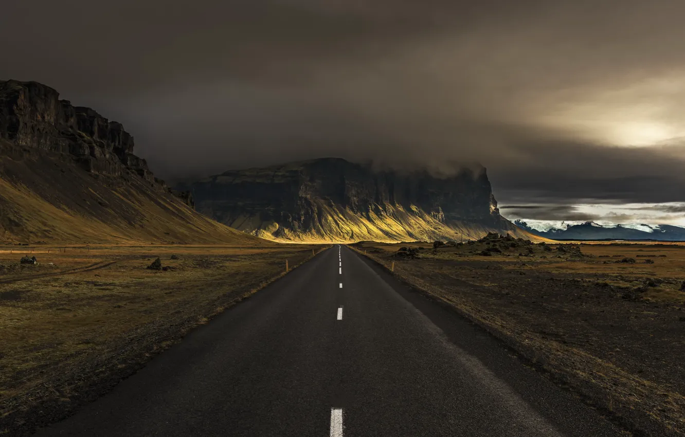 Фото обои дорога, горы, природа, Iceland