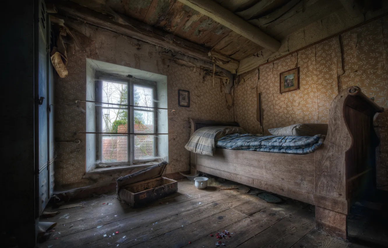 Фото обои комната, кровать, окно