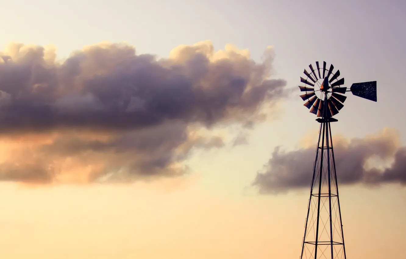 Фото обои небо, облака, природа, sky, nature, clouds, 2560x1600, windmill