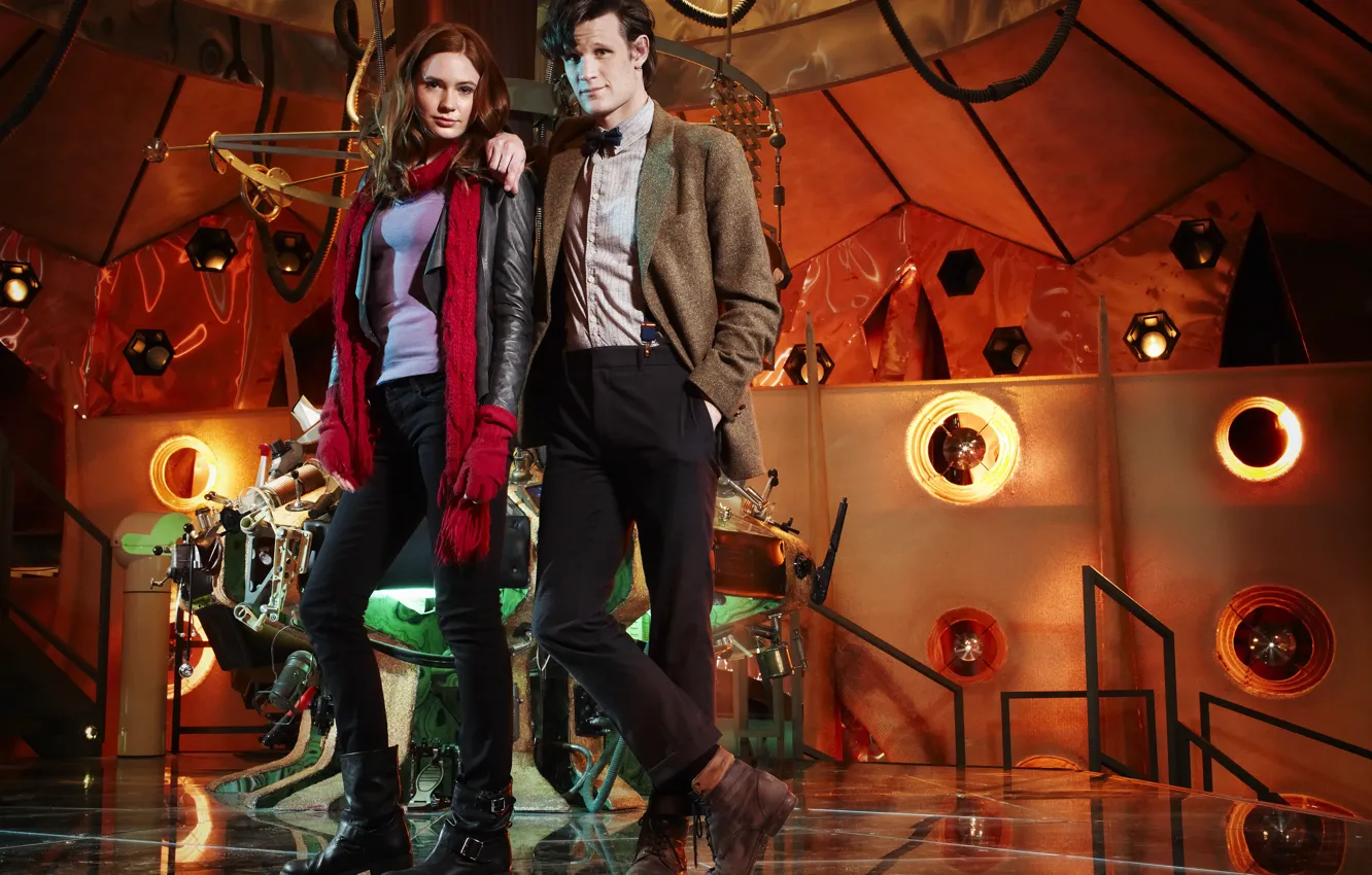 Фото обои сериал, платформа, Doctor Who, консоль, Доктор Кто, Мэтт Смит, Matt Smith, Amy Pond