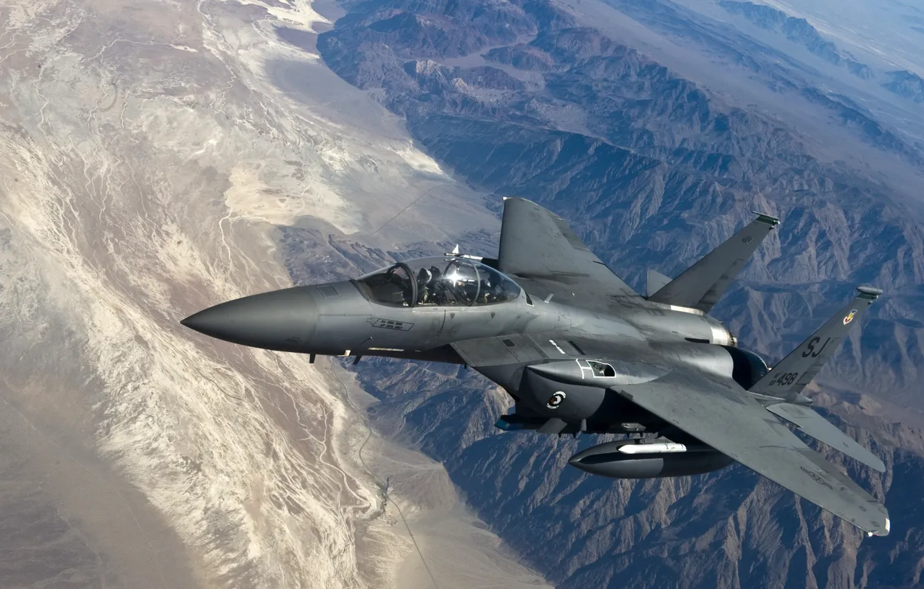 Фото обои полет, горы, истребитель, Eagle, F-15, тактический, «Игл»