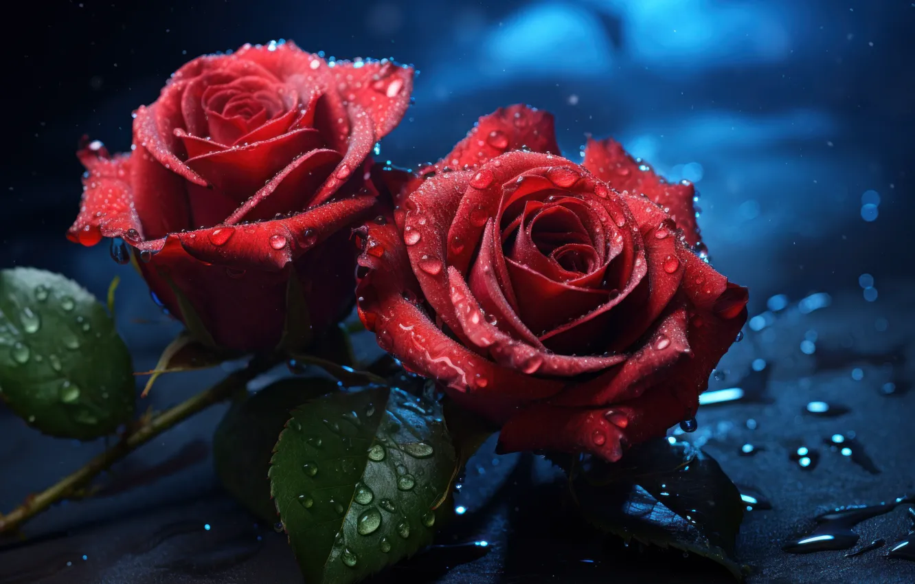 Фото обои цветы, розы, букет, ИИ-арт, нейросеть