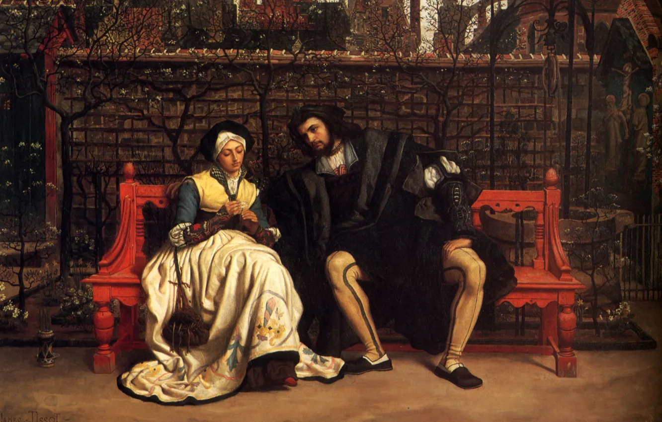 Фото обои Маргарита, Джеймс Тиссо, Гретхен, Фауст, Jacques Joseph Tissot