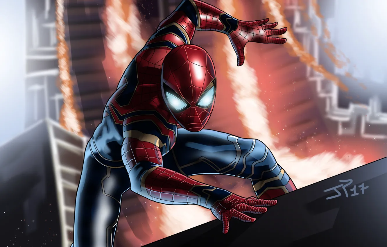 Фото обои фантастика, арт, костюм, супергерой, комикс, Человек-паук, MARVEL, Spider-Man
