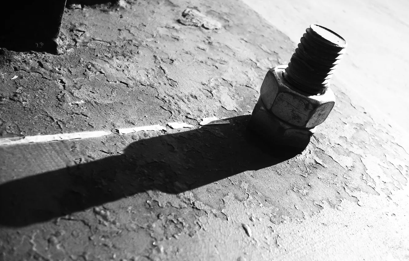 Фото обои line, iron, shadow, ground, screw, white and black
