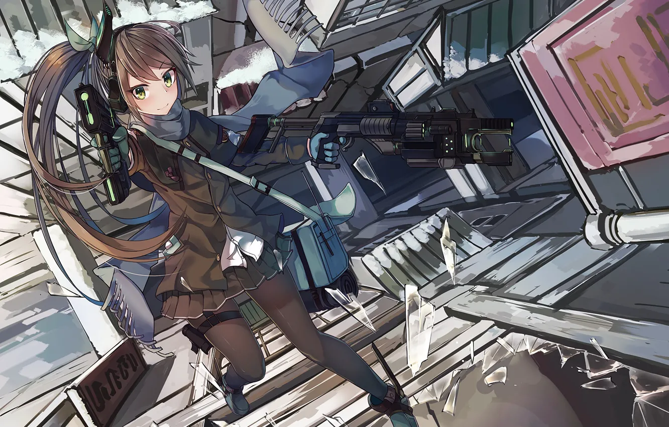 Фото обои оружие, аниме, девочка