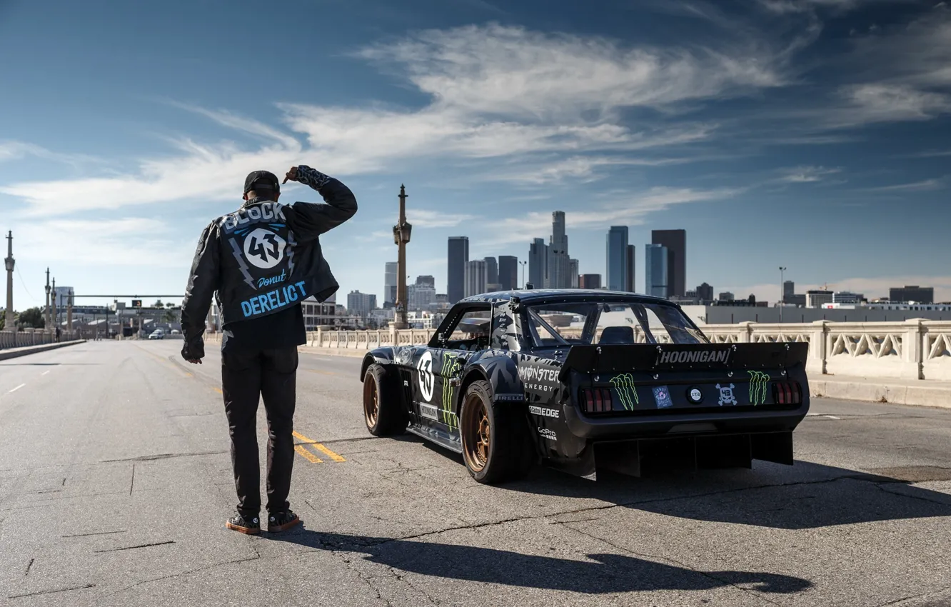 Фото обои Mustang, Ford, 1965, Los Angeles, RTR, Block, Ken, Gymkhana