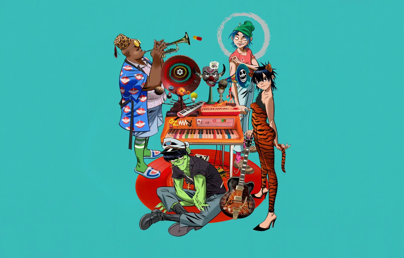 Фото обои Хип-хоп, Арт, Gorillaz, Electronic, Alternative rock, Альтернативный рок, Hip hop, Электроника