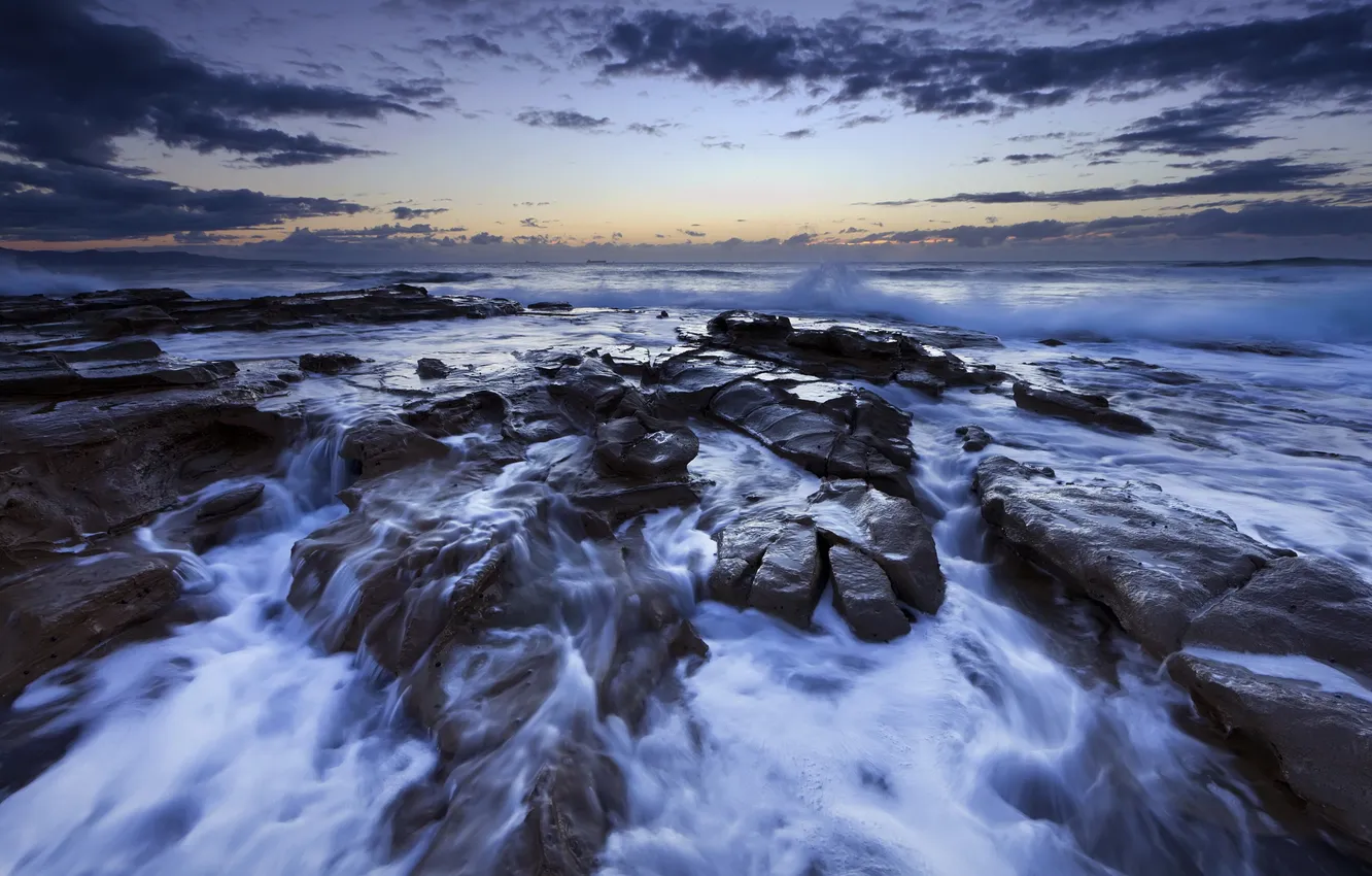 Фото обои Ocean, Rocks, Cascade, Seascape, Wollongong, Bellambi, Australian Coast