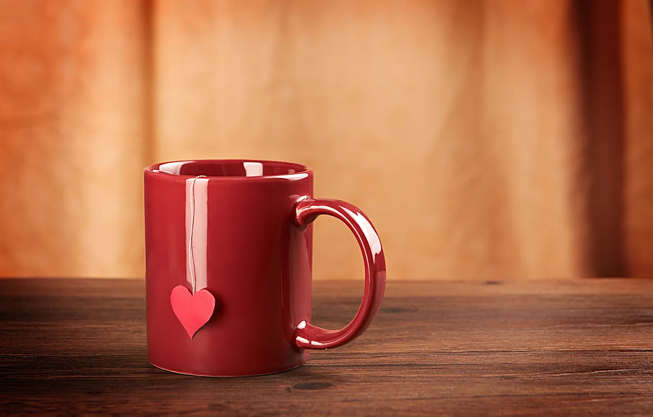 Фото обои сердце, кружка, чашка, красная, сердечко, нитка