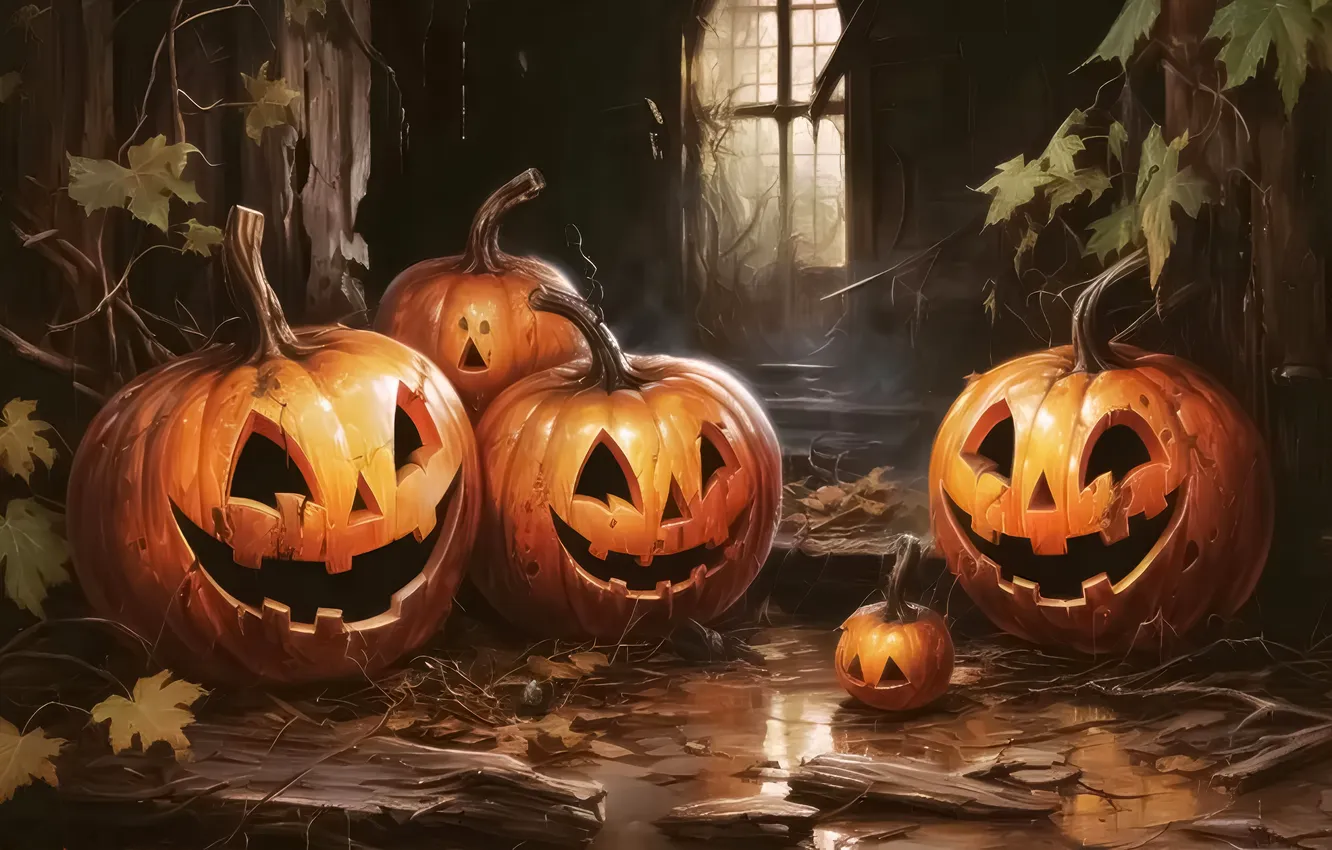 Фото обои Halloween, Halloween pumpkins, Celebrations, Laughing, Halloween background