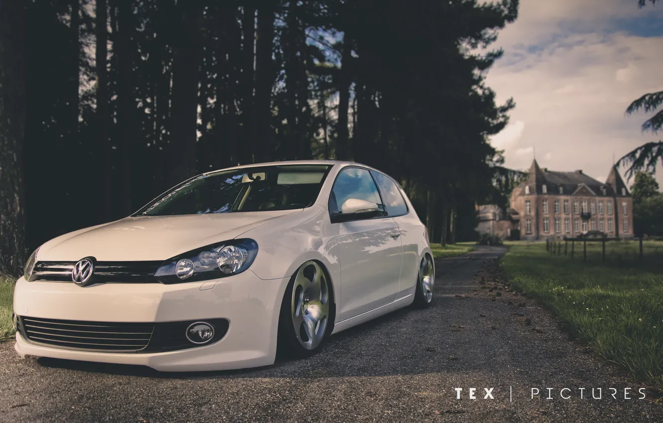 Фото обои тюнинг, volkswagen, white, гольф, golf, tuning, germany, low