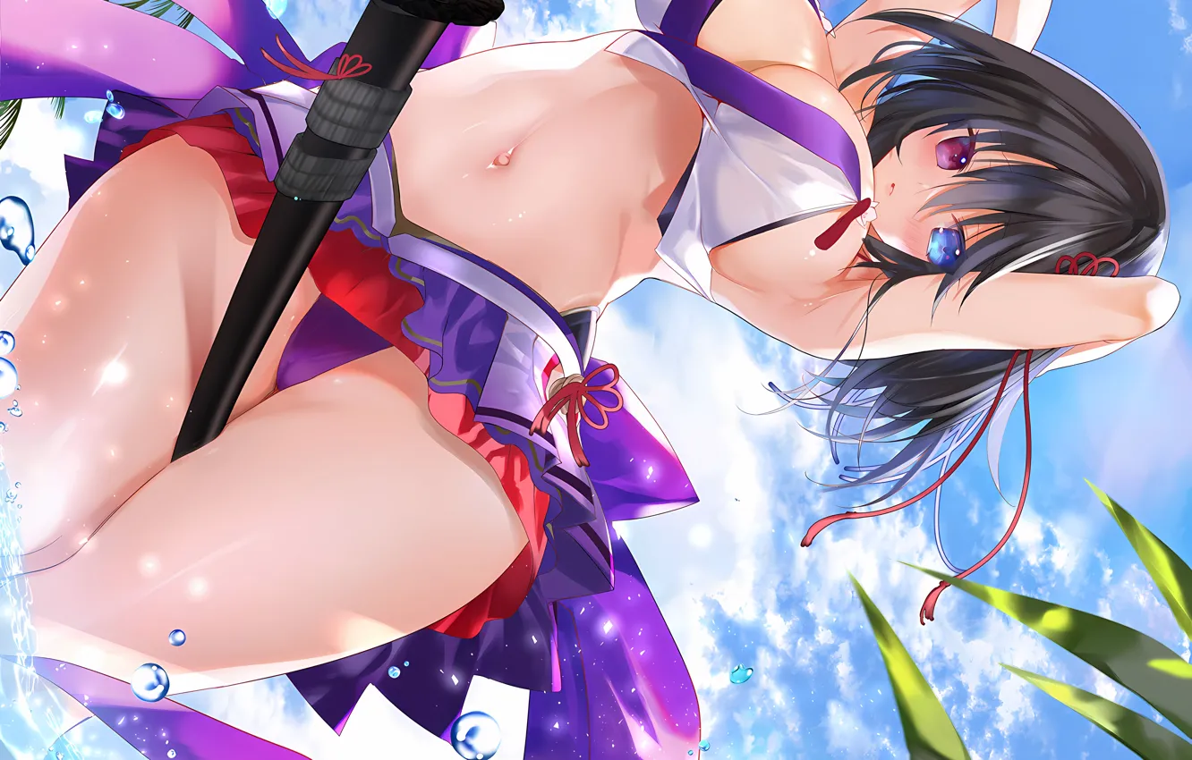 Фото обои girl, sword, sexy, lingerie, pantsu, cleavage, panties, long hair