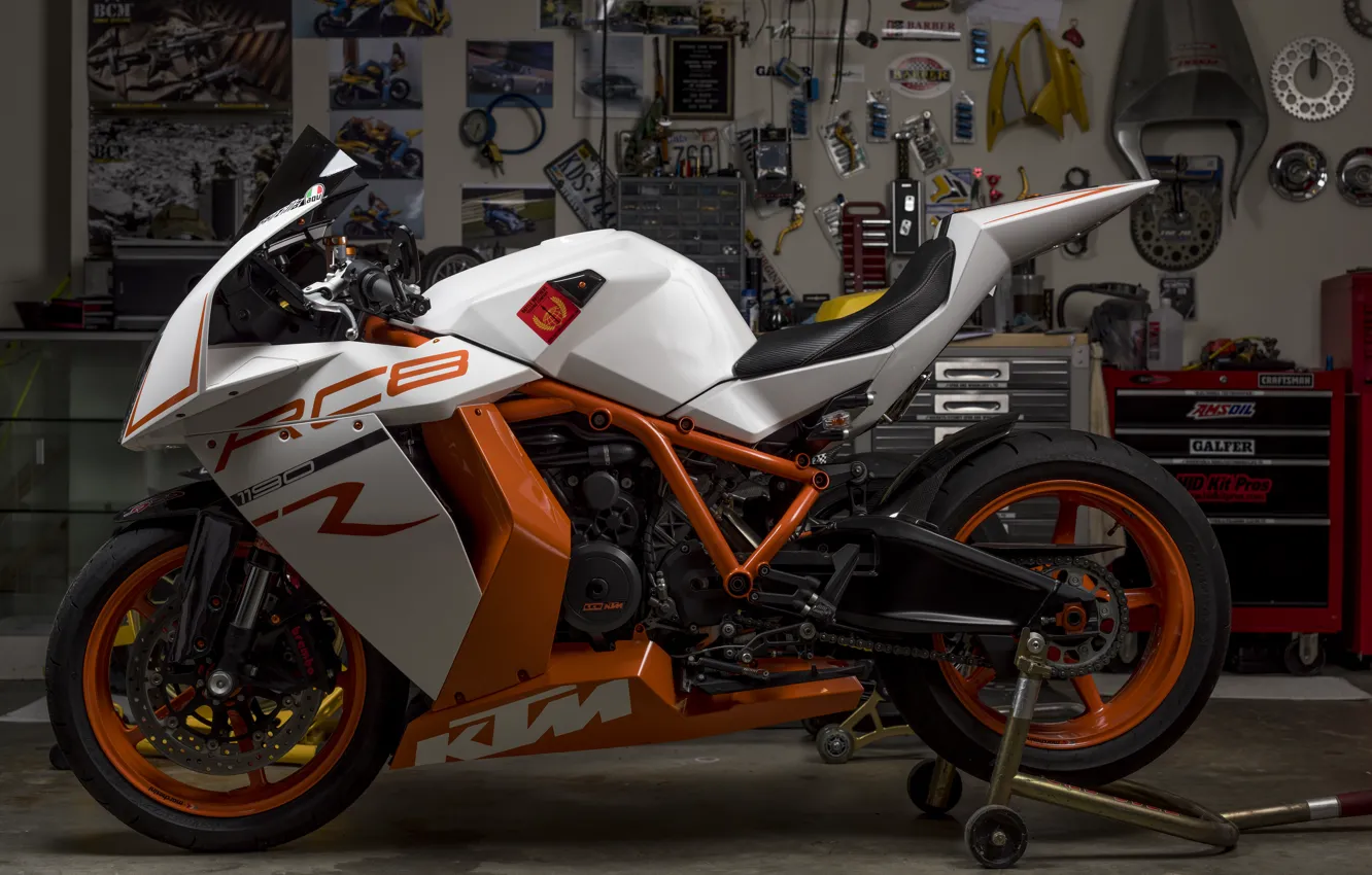 Фото обои дизайн, гараж, мотоцикл, спортбайк, KTM RC8R