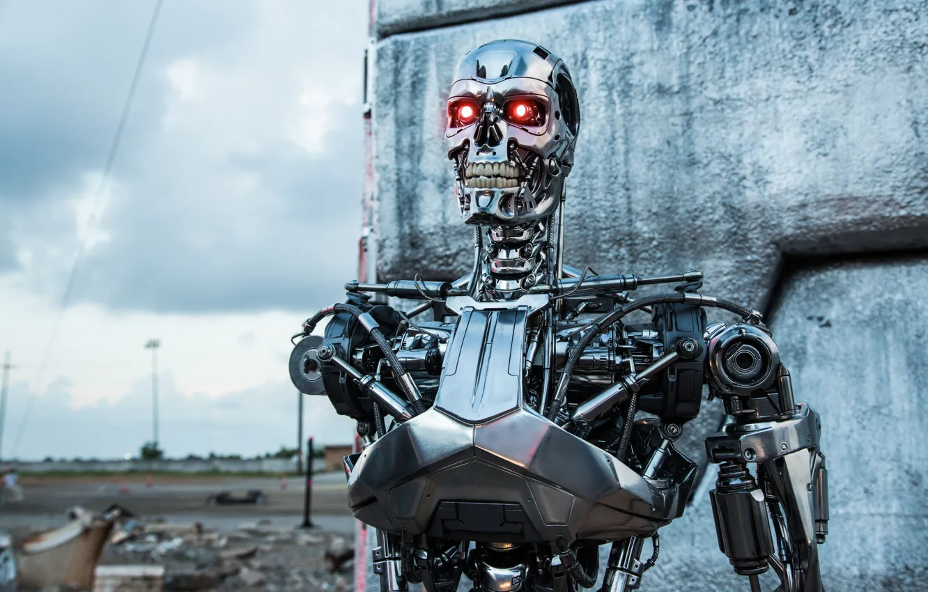 Фото обои металл, робот, Terminator: Genisys, Терминатор: Генезис, Т-800