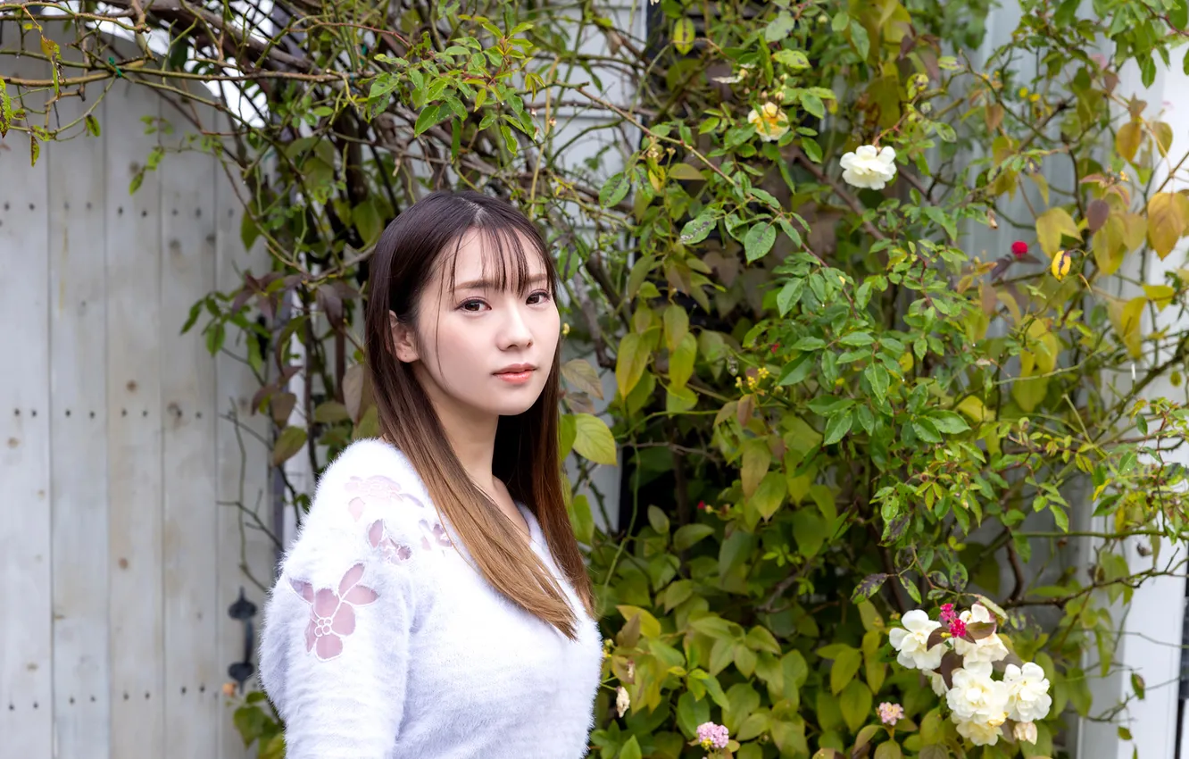 Фото обои Asian, Model, Flowers, Woman, Pretty, Japanese, Outdoor, Close Up