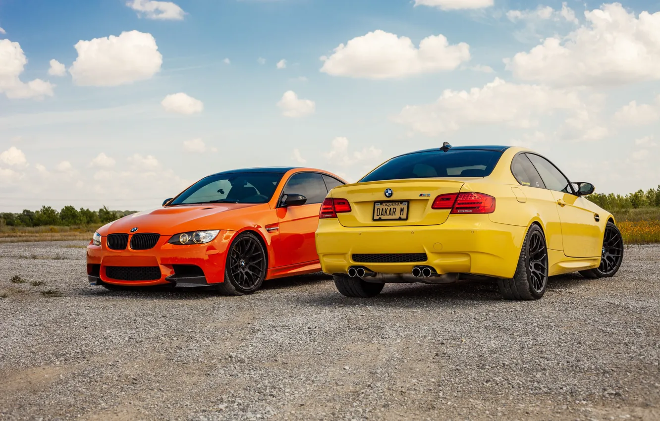 Фото обои BMW, Orange, Yellow, E92, M3, Lime Rock
