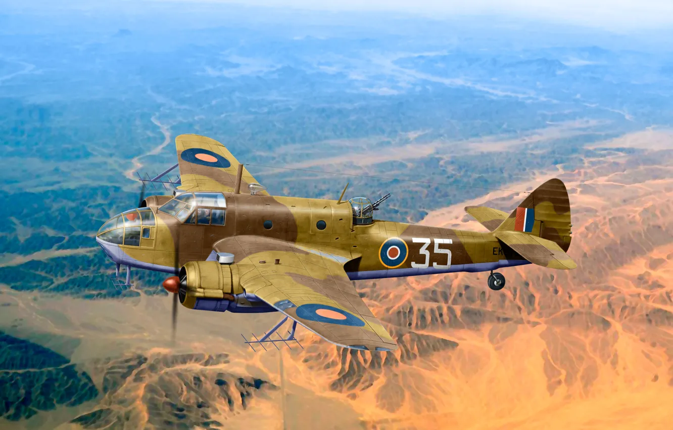 Фото обои Великобритания, бомбардировщик, легкий бомбардировщик, Bristol Beaufort Mk.I