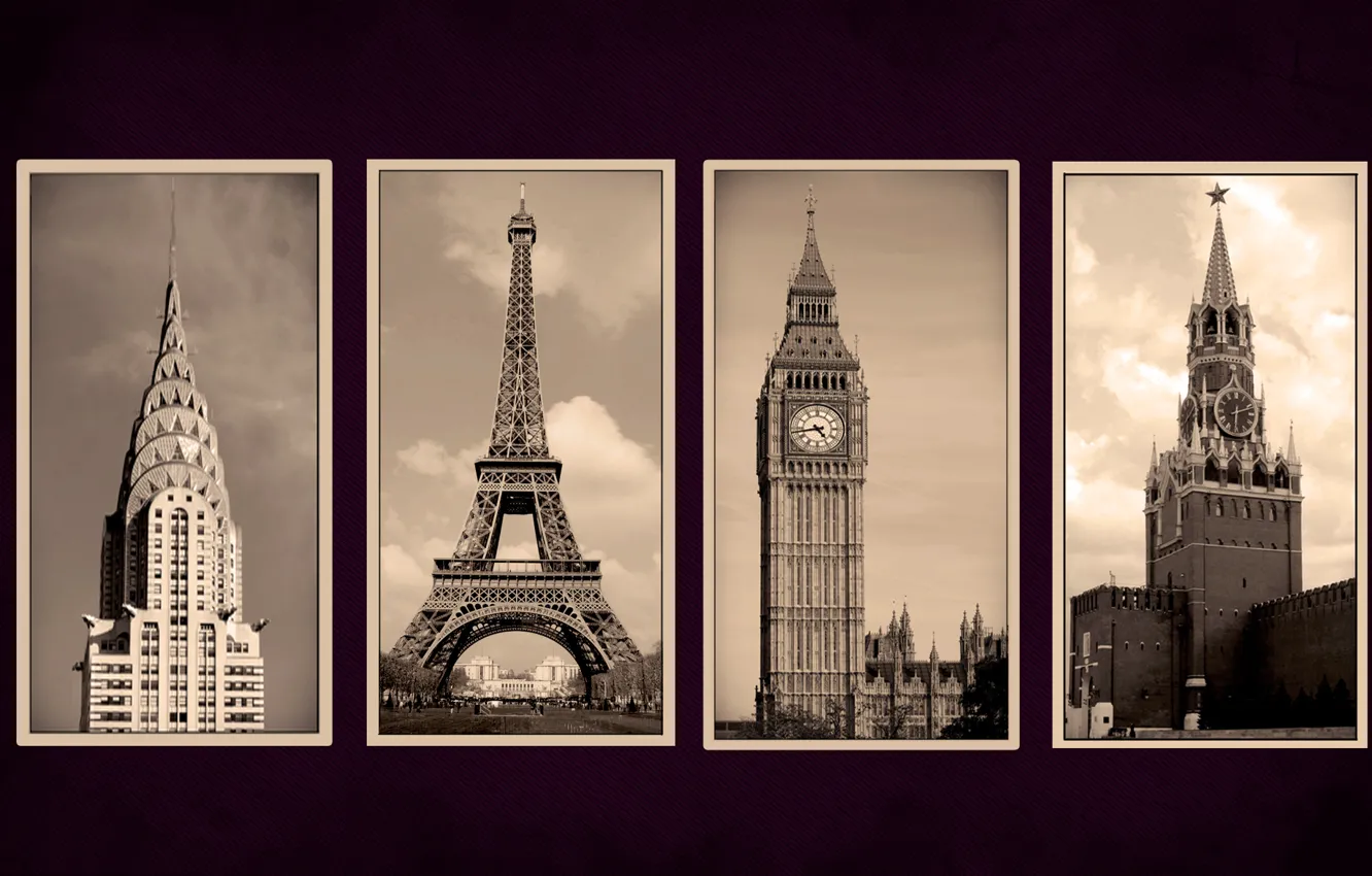 Фото обои города, Paris, New York, Moscow, London