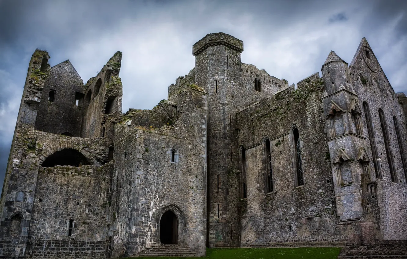 Фото обои небо, замок, руины, Ирландия, Rock of Cashel, средневековая архитектура
