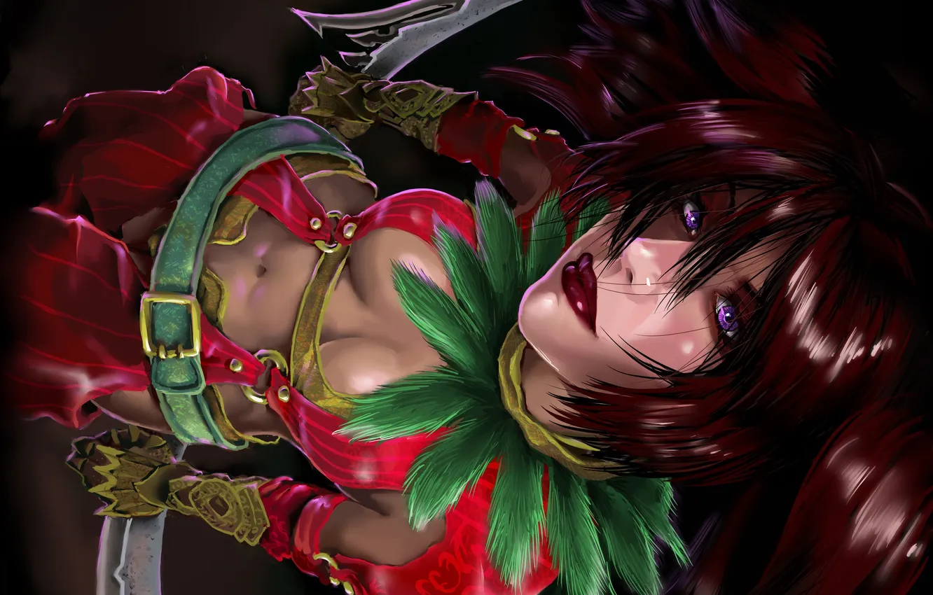 Фото обои Девушка, Взгляд, Волосы, Меч, Soul Calibur, Униформа, Game