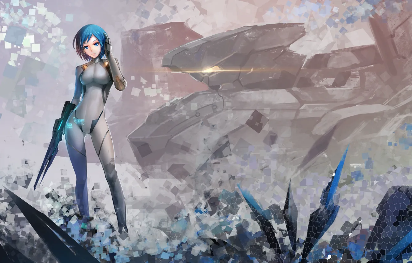 Фото обои девушка, оружие, корабль, аниме, арт, reisun001