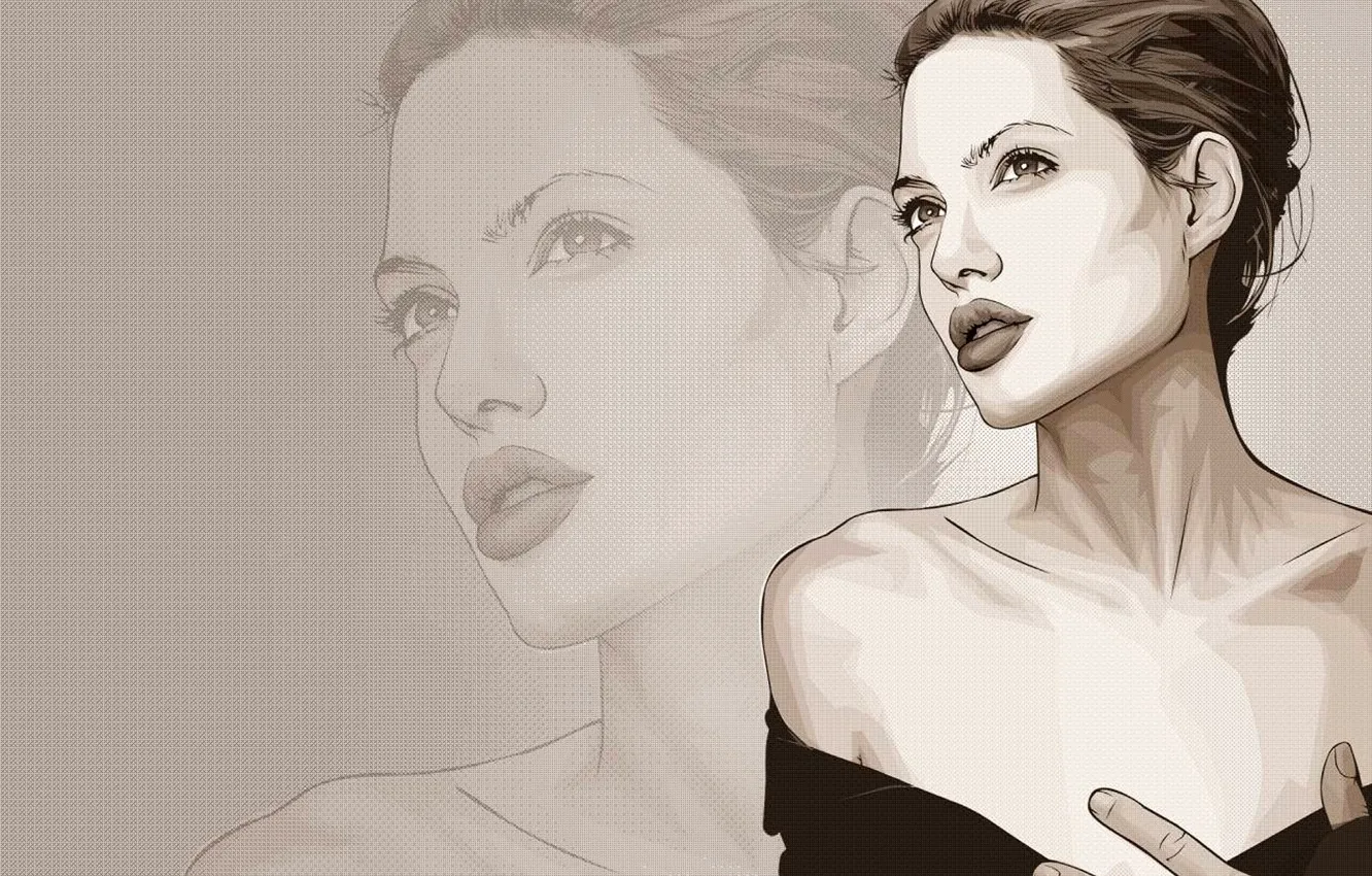 Фото обои рисунок, вектор, Анджелина Джоли