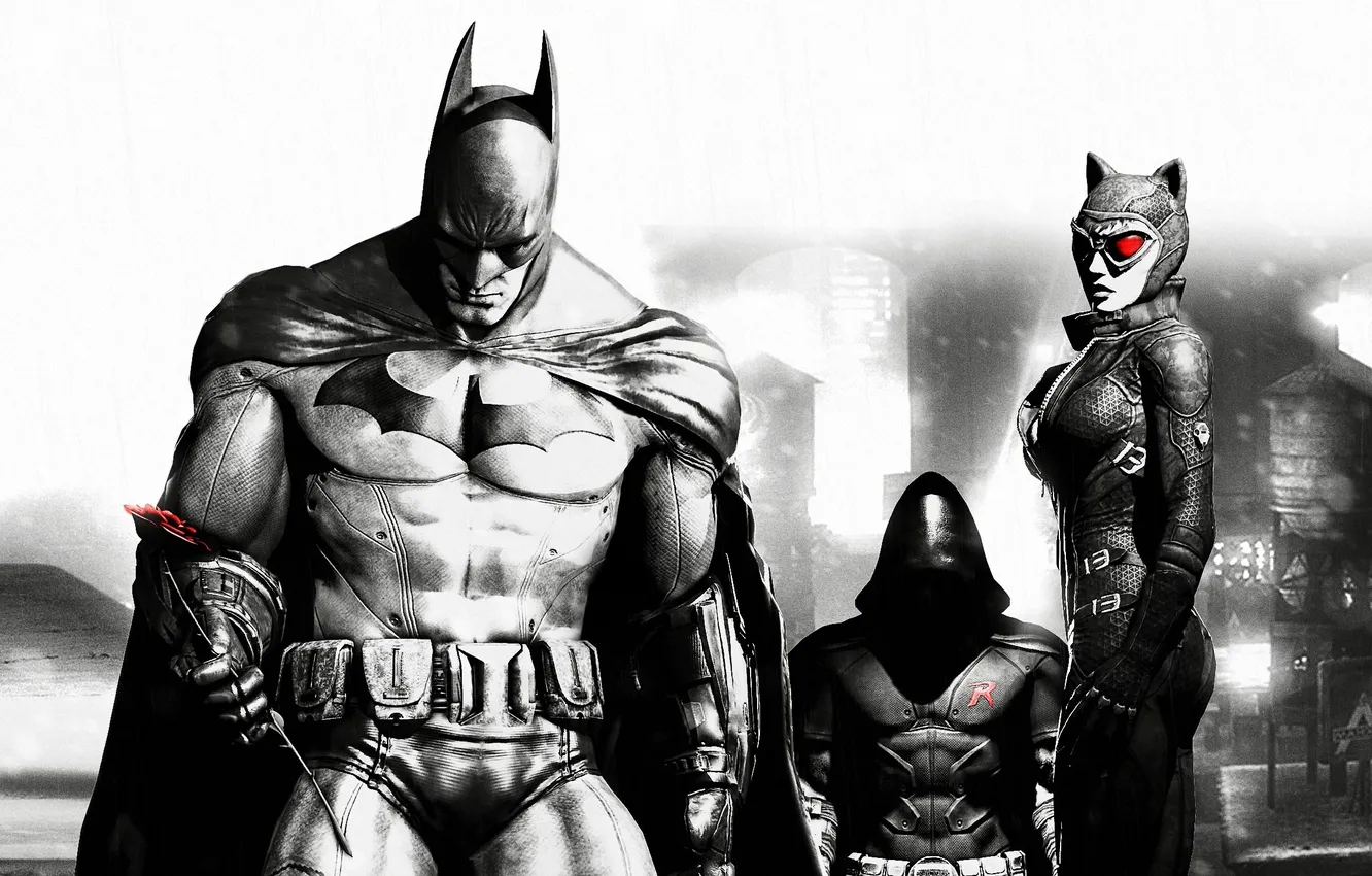 Фото обои batman, Batman Arkham City, catwoman