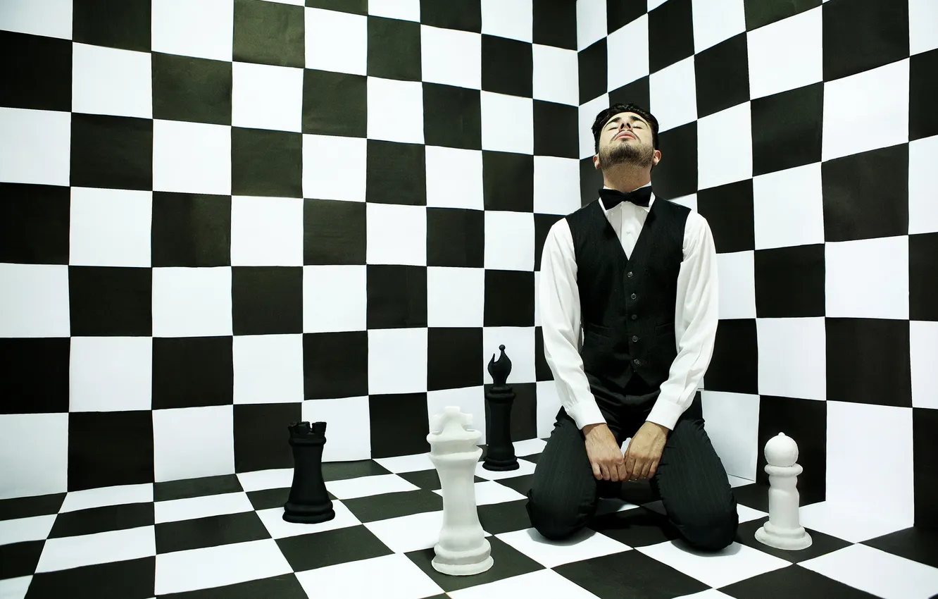 Фото обои ситуация, шахматы, мужчина, безумие