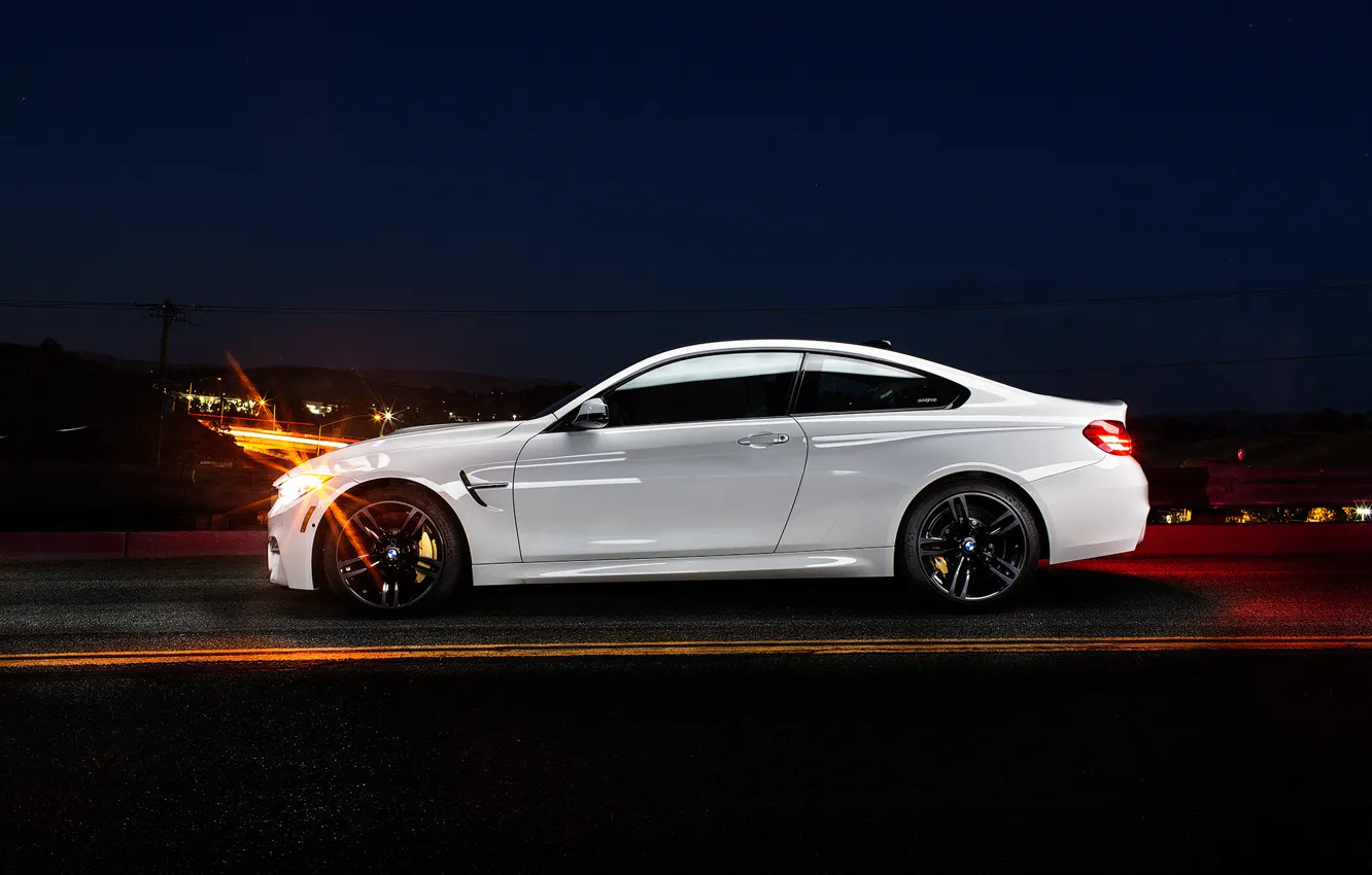 Фото обои белый, ночь, бмв, BMW, профиль, white, Coupe, F82