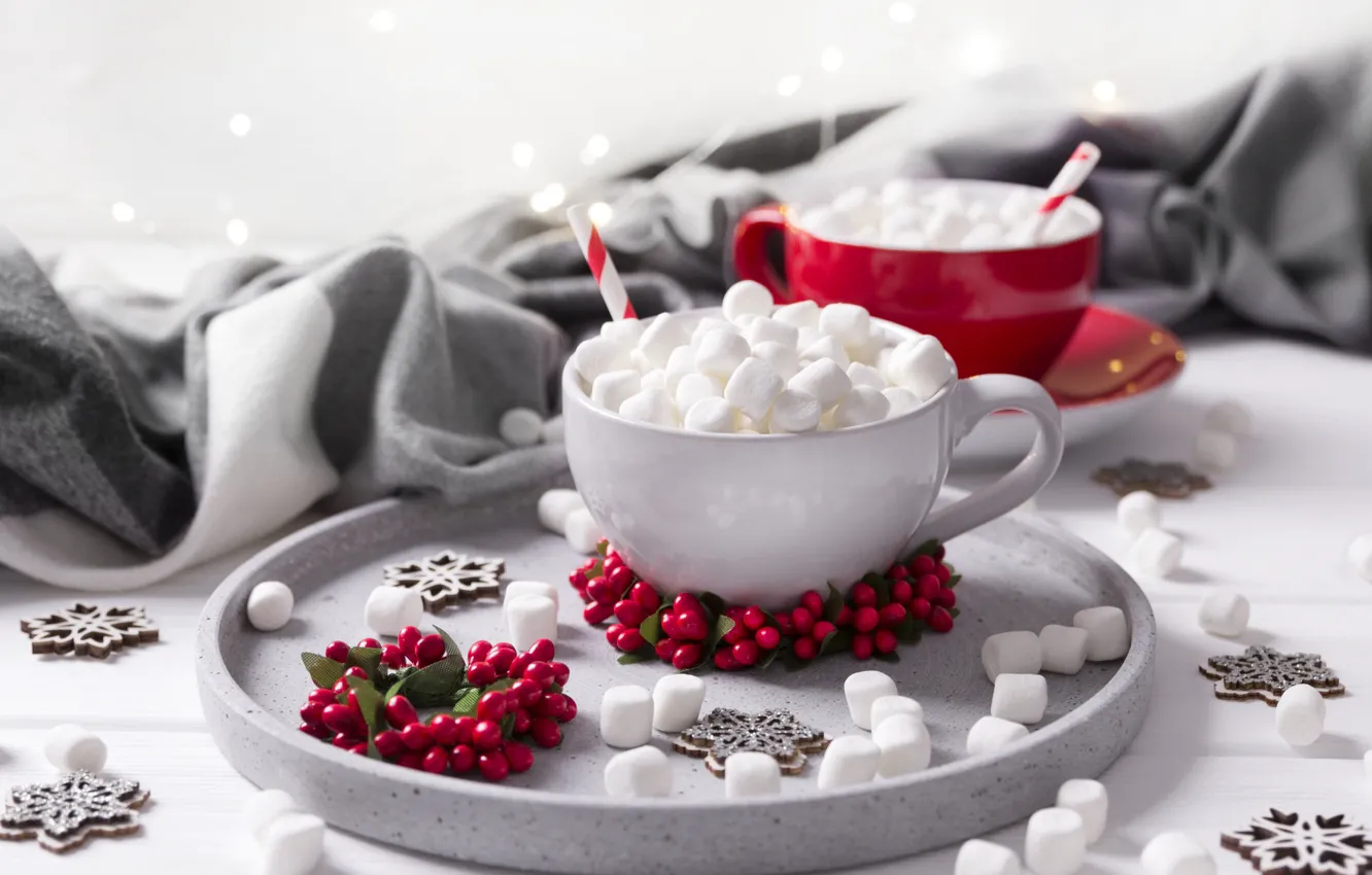 Фото обои чашка, сладкое, декор, зефир, маршмеллоу, marshmallow