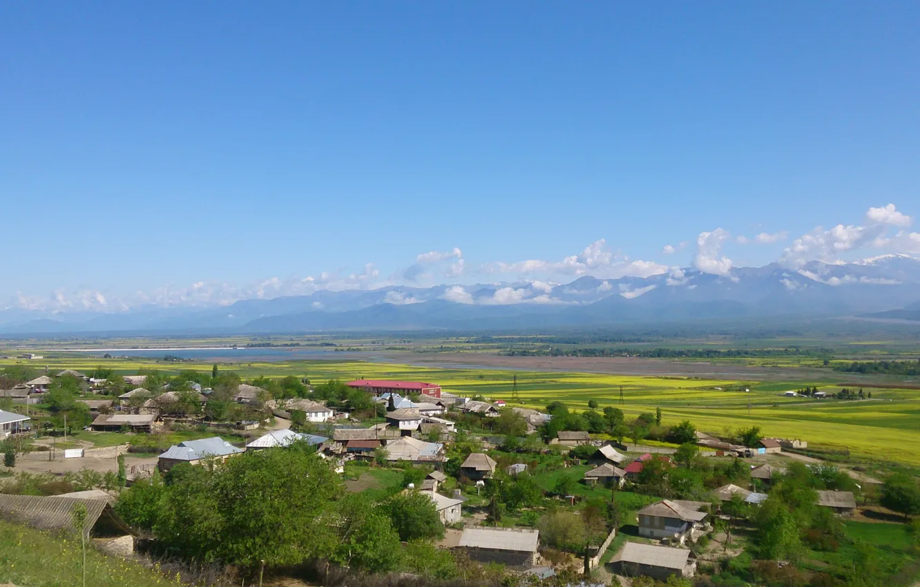 Фото обои деревня, Азербайджан, Azerbaijan, Шеки, кавказские горы, Caucasus