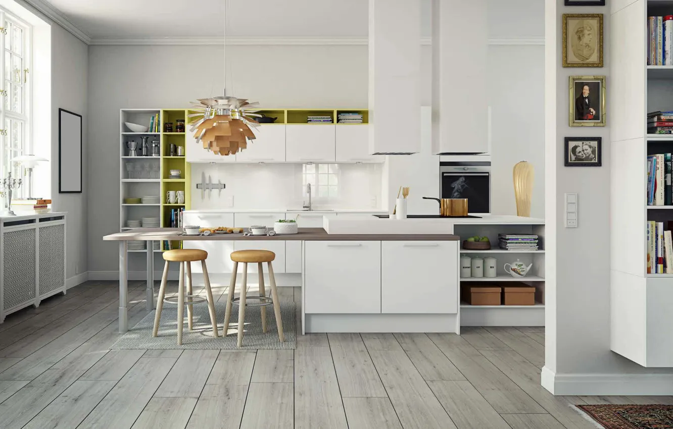 Фото обои дизайн, стиль, интерьер, кухня, светлая, modern kitchen