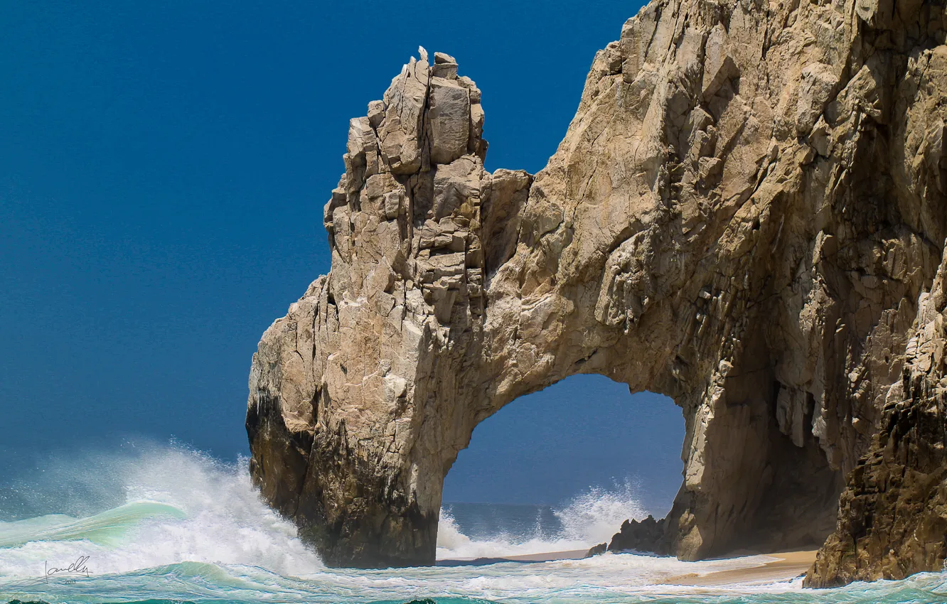 Фото обои море, волны, скала, арка